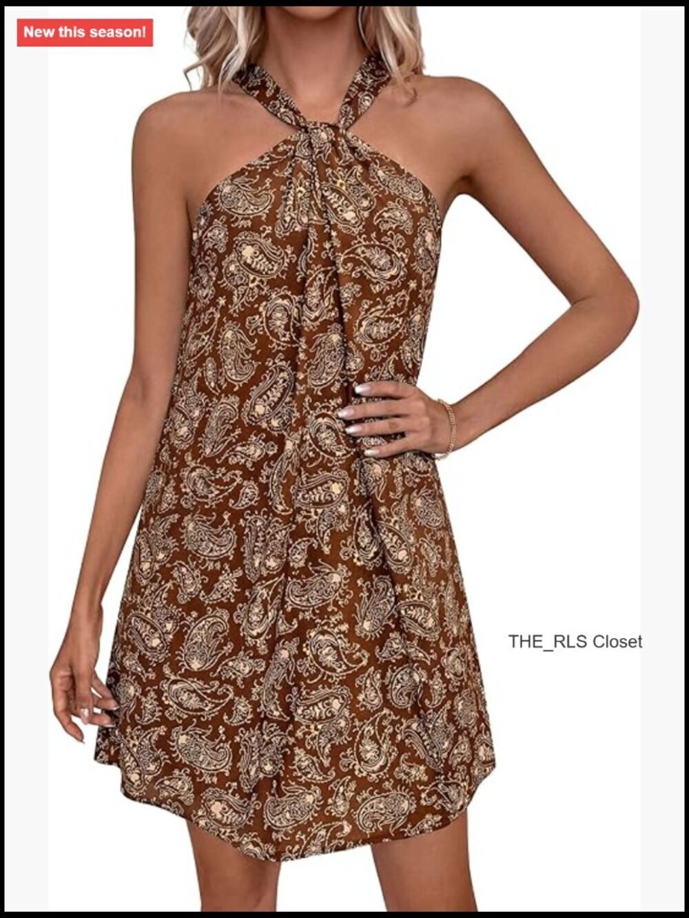 Polyester Halter Mini Dress Sleeveless Flowy Summer Sundress